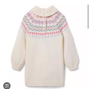 Janie and Jack the Fair Isle Sweater Dress Cream Yoke Knit Dress with Pink